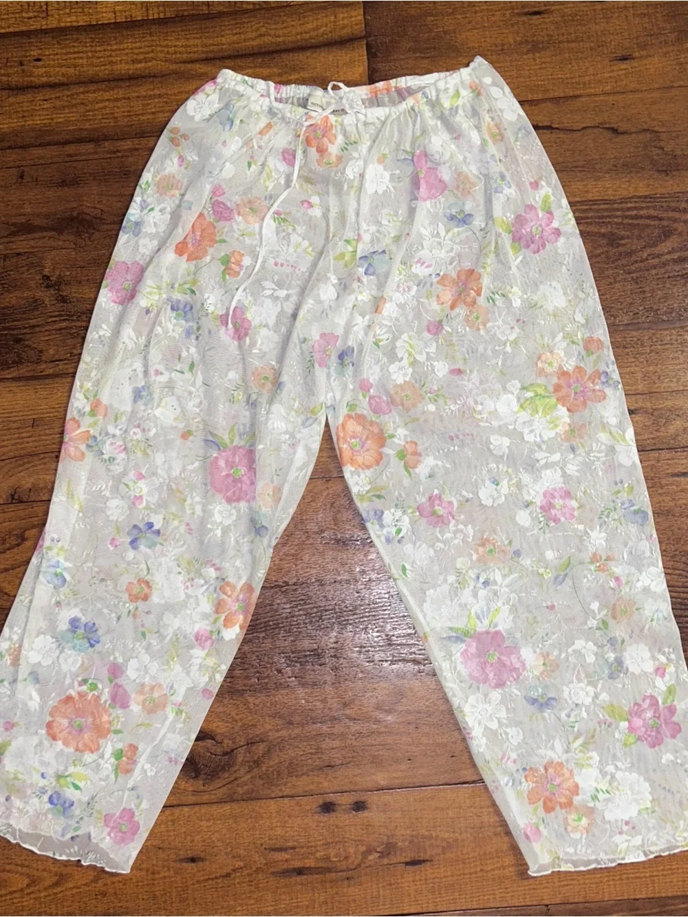 Victoria’s Secret ~ Small ~ White W/ Multi-Colors Floral Lace ~ Pajamas Pants